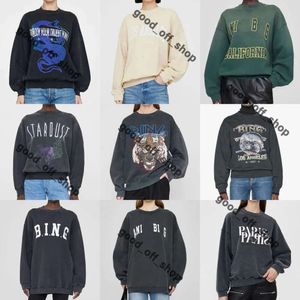 Anines Bing Sweatshirt Yeni niş tasarımcı sweatshirt kazak gündelik moda mektubu vintage yuvarlak boyunlu pamuk trendi gevşek çok yönlü Annie hoodies üstleri 582