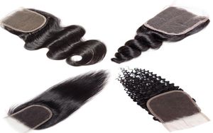 Объемная волна, бразильское плетение волос, 4x4, закрытие, необработанные наращивание человеческих волос, хорошая дешевая норка, бразильское тело, глубокие прямые свободные 6082504