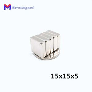 10pcs n35 daha güçlü neodimyum mıknatıslar 15155mm cuboid öğretim manyetik bant nadir toprak mıknatısları karşı 15mm15mm5mm zz