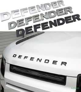 3D Stereo Harfler Rozet Logo Çıkartma Abs Defender Head Hood İsim Plakası Siyah Gri Gümüş Çıkartma Araba Stilleri 3941553