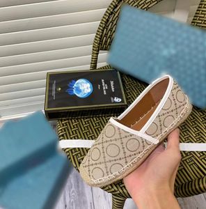 Tasarımcı Espadrilles Balıkçı Ayakkabı Tuval Baskı Düz ​​Ayakkabı Vintage Sıradan Ayakkabı Kadınlar Moda Klasik Soafers Saman Örgü Deri Balıkçı Ayakkabı