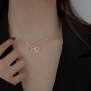 Подвеска роскошь 18к золотого сердечного ожерелья для женщин для женщин Рождество