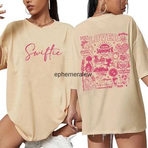 Homens camisetas 2024 Novas Mulheres Swiftie Retro Y2K Imprimir T-shirt Feminino Verão Moda Top Casual Tops Personalidade Camiseta WomenSH24220