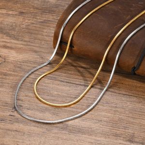 Zincirler Temel Snake Bulgbon Zincir Kolyeler Erkekler için Kadınlar 18K PVD Altın Renkli Su Geçirmez Paslanmaz Çelik Düz Sünnet Yastığı