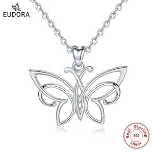 Tartışmalar Eudora Yeni Sterling Gümüş Büyüleyici Kelebek Kolye Kolye Kadınlar İçin Yüksek Kaliteli Takı Mutlu Yıllar Kız Hediyesi D495