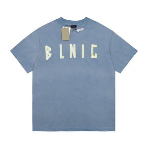 Paris tarzı büyük boy bant baskı yıkanmış vintage kırık delik tişört tişört ilkbahar yaz gündelik moda kaykay erkekleri kadınlar tshirt 24ss 0220