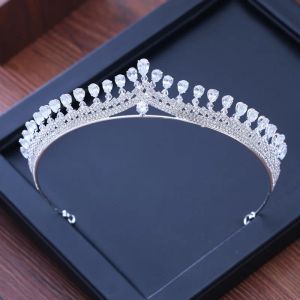 Kolyeler Kübik Zirkonya Kıvılcım Düğün Tiaras Tiaras Marquisecut Zircon CZ Rhinestone Prom Crown Coronet Kristal Saç Takı