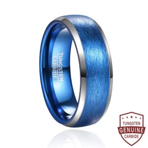 Ленты Bonlavie, 8 мм, куполообразное, с гальваническим покрытием, синей отделкой, Lasa, вольфрамовая сталь, мужское обручальное кольцо, карбидные кольца со скошенным краем, мужские ювелирные изделия