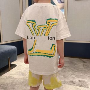 Детская футболка летняя детская одежда короткая буква с печено