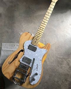 En kaliteli özel dükkan doğal kül gövdesi caz elektro gitar tremolo krom donanım ile yarı içi boş vücut akçaağaç klavye