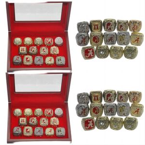 Küme halkaları 14pcs Alabama Crimson Roll Tide Ulusal Amerikan Futbol Şampiyonası Yüzük Set Ses Mühendisi Erkek Fan Hediyesi Toptan Damla D