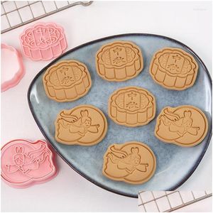 Moldes de cozimento Mods Mid-Autumn Dragon Boat Festival Moon Cookie Cutter Plástico Faca de Biscoito Bolo de Frutas Ferramentas de Cozinha Molde Embossing Dharg