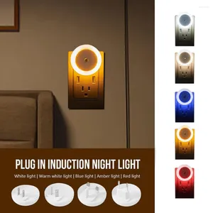 Nachtlichter, automatischer Bewegungssensor, LED-Licht, Plug-in-Nachttischlampe, Innenbereich, Flur, Schlafzimmer, Wohnzimmer, Treppe, rot/blau/weiß/warme Beleuchtung