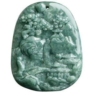 Tahmiller Birmanya Yeşim Peyzaj Kolye Lüks kolye taşlar erkekler cazibe zümrüt doğal değerli taş cazibesi jadeite kolye takılar