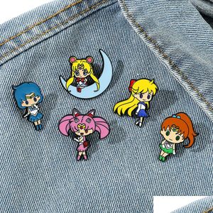 Acessórios de peças de sapato Sailor Moon Girl Pin Filmes bonitos Jogos Hard Esmalte Pins Coletar Broche de Desenhos Animados Mochila Chapéu Bolsa Colar Lapela Dhpwh