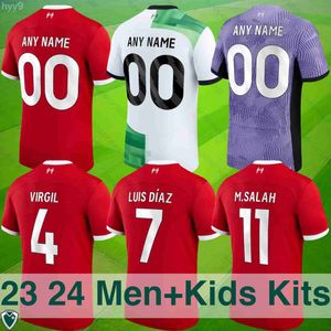 Мужские футболки 23/24 Футбольные майки Reds Diaz Salah Szoboszlai Editions.premium Designs Fans — Home Away Третья форма детской формы.Различные размеры