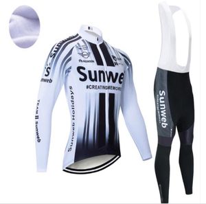 Kış 2021 Beyaz Sunweb Bisiklet Forması 19D Pad Bisiklet Pantolon Seti Ropa Ciclismo Termal Polar Bisiklet Giyim Maillot Pant Giyim