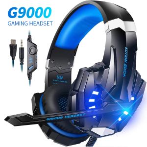 Наушники Kotion Каждая гарнитура для гарнитуры G9000 Esports Game с микрофоном ноутбука настольная гарнитура 3,5 мм+USB Black Blue Headphone