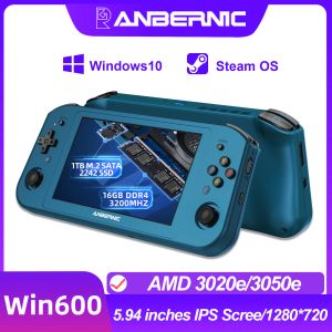 Oyuncular Anbernic Win600 PC Oyunları Handheld AMD 3020E/3050E 5.94 inç IPS Ekran Office Video Oyunu Konsolu Windows 10 WiFi5 Cep Dizüstü Bilgisayar