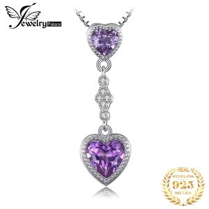 Kolyeler Jewelrypalace Heart Love 3.1ct Oluşturuldu Alexandrite Safir Sterling Sier Kolye Kolye Zinciri Olmayan Kadın Süzme İçin Kolye