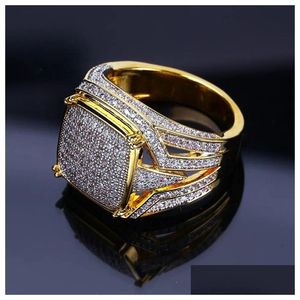 Küme Yüzükleri 18K Gold Square Elmas Yüzük Şampiyonu Motosiklet Moda Takı için Motosiklet Hip Hop Yüzükleri Moda Mücevherleri İsteyecek ve Dağıtım Takı Ri Dhisv