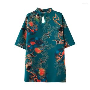 Parti Elbiseleri Geleneksel Çin Hanfu Qi Pao Kadın Retro Cheongsam Kız Japon Harajuku Stil Vintage Sazan Vinç Baskılı Qipao Elbise