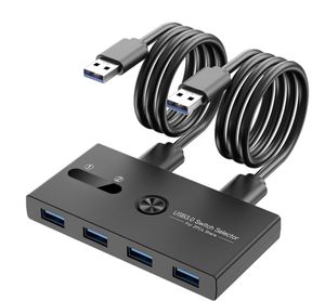 USB KVM Anahtarı USB 3.0 Switcher KVM anahtarı Windows10 PC Klavye Fare Yazıcısı 2 PCS Paylaşım 4 Cihaz USB Anahtarı