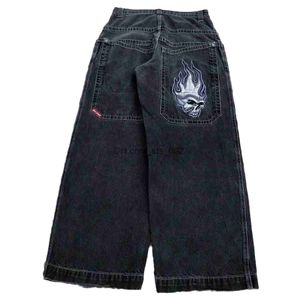 Y2k kot hip hop kafatası desen büyük boylu kot pantolon cep vintage denim pantolon erkek kadın tasarımcı geniş bacak pantolon sokak kıyafetleri