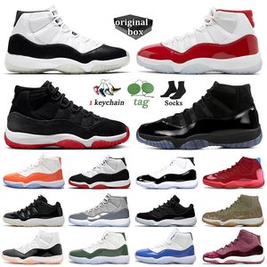 Kutu Mens OG Jumpman 11 Basketbol Ayakkabıları 11s Eğitmenler Beyaz Yetiştirilmiş Kadife Pembe Kiraz Yüksek Concord Serin Gri Gri Midnight Donanma Uzay Reçeli Kadın Spor Kabalıklar Büyük Boyut