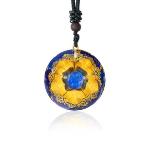 Kolye Kolyeleri Orgonit Şifa Enerjisi Lapis Lazuli Lotus Çiçek Kolye Koruma için Manevi Denge Taşı