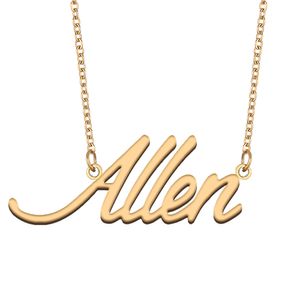 Allen adı kolye tanrı kolye kadınlar için kız arkadaşı hediyeler özel isim plakası çocuklar en iyi arkadaşlar mücevher 18k altın kaplama paslanmaz çelik