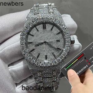 Роскошные мужские часы Ap Diamond Diamonds Watch Pass Test Кварцевый механизм vvs Iced Out Sapphire 2023 Vvs Moissanite Автоматический серебряный тест Высочайшее качество Нержавеющая сталь 904l O