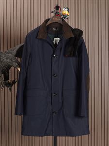 Casacos masculinos inverno kiton jaqueta moda real vison casaco de gola de pele
