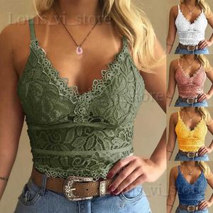 Tanques femininos camis verão mulheres rendas sexy camisola v pescoço tanque top roupa interior colete doce cor bralette feminino rendas roupa interior 3xl t240222