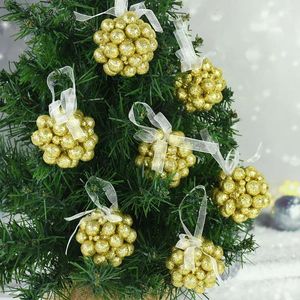 Noel Süslemeleri 5 PCS 6cm Altın/Kırmızı/Beyaz Kiraz Meyveleri Top Xmas Ağacı Kolye Sahte Meyve Asma Süs Navidad Noel Ev Dekor