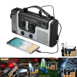 Портативное радио 2000 мАч с солнечной батареей, рукоятка, радио Am Fm Sw1 Sw2, многодиапазонное аварийное радио со светодиодным фонариком, лампа для чтения