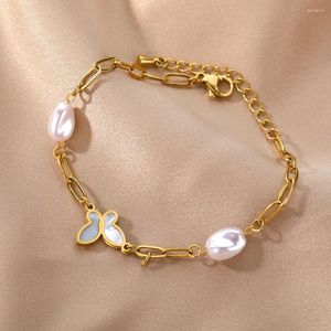 Bağlantı Bilezikler Bilezik Opal Taş Aytaşı Kelebek Kadın Mücevherleri Cazibesi Pin Zinciri Partisi Hediyesi Bijoux Femme