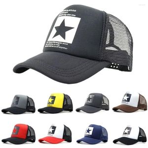 Top Caps Yaz Koreli Kadınlar İçin Koreli Mektup Beş Noktalı Yıldız Snapback Cap Mesh Hat Beyzbol Visörleri