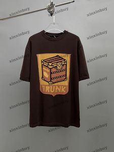 Xinxinbuy Мужская дизайнерская футболка 2024 коробка с цветком трикотажная ткань с коротким рукавом хлопок женская серая, черная, белая, S-XL