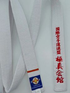 Продукты международная федерация каратэка Kyokushi Rists IKF Sports Белый пояс шириной 4 см.