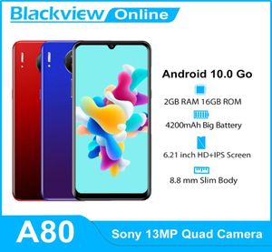 Мобильный телефон Blackview A80, Android 10 Go, 4G, 2 ГБ, 16 ГБ, 621039039, смартфон Waterdrop, 13 МП, четырехъядерная задняя камера, 4200 мАч, мобильный телефон3729482