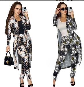 Sıradan Elbise Sonbahar/Kış Kadın Tasarımcısı Yeni Moda Baskı Büyük Salıncak Elbise Pantolonlar+Uzun Cobe Seti J2900