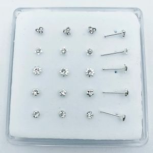 Takı Karışık Tasarım Burun Kemik 925 STERLING Gümüş Burun deliği Stud Hint Burun Delici Takı 20 PCS/LOT