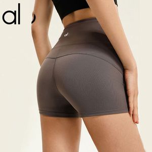 AL Йога телесные шорты женские фитнес-бег уличные летние женские шорты ощущение обнаженности снаружи с высокой талией дышащие брюки