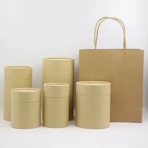 Подарочная упаковка, 5 шт., универсальная банка из крафт-бумаги, упаковка для чая, контейнер для еды, герметичная банка для трубок