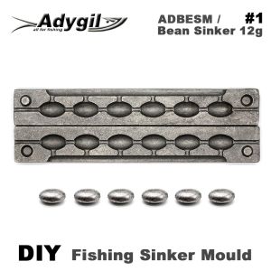 Werkzeuge Adygil DIY Fishing Bean Sinker Mold ADBESM/#1 Bean Sinker 12g 6 Mulden