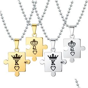Ожерелья с подвесками оптом из титановой стали, персонализированные королевские короны для любителей головоломки, ожерелье из нержавеющей стали, ювелирные изделия по индивидуальному заказу, подарки F Dhjax