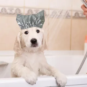 Köpek giyim bağlantı elemanı Pet şapkası Kedi tımarları için ayarlanabilir su geçirmez duş