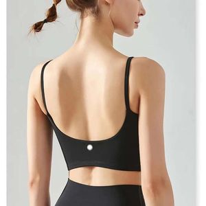 2024 Lululemeni u светодиодная полоса с твердым цветом Женская йога Slim Fit Sports Bra Fiess жилет сексуальное белье со съемной грудью мягкое брусное пот