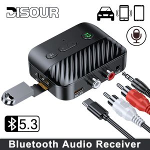 Hoparlörler Disour Yeni Bluetooth 5.3 Ses Alıcı 3.5mm AUX RCA HIFI Araba TV Hoparlör Amplifikatör Alıcı Adaptörü için Stereo Adaptörü